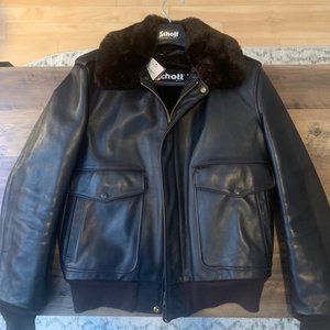 Schott NYC Brown Leather Flight Jacket (Size 38)